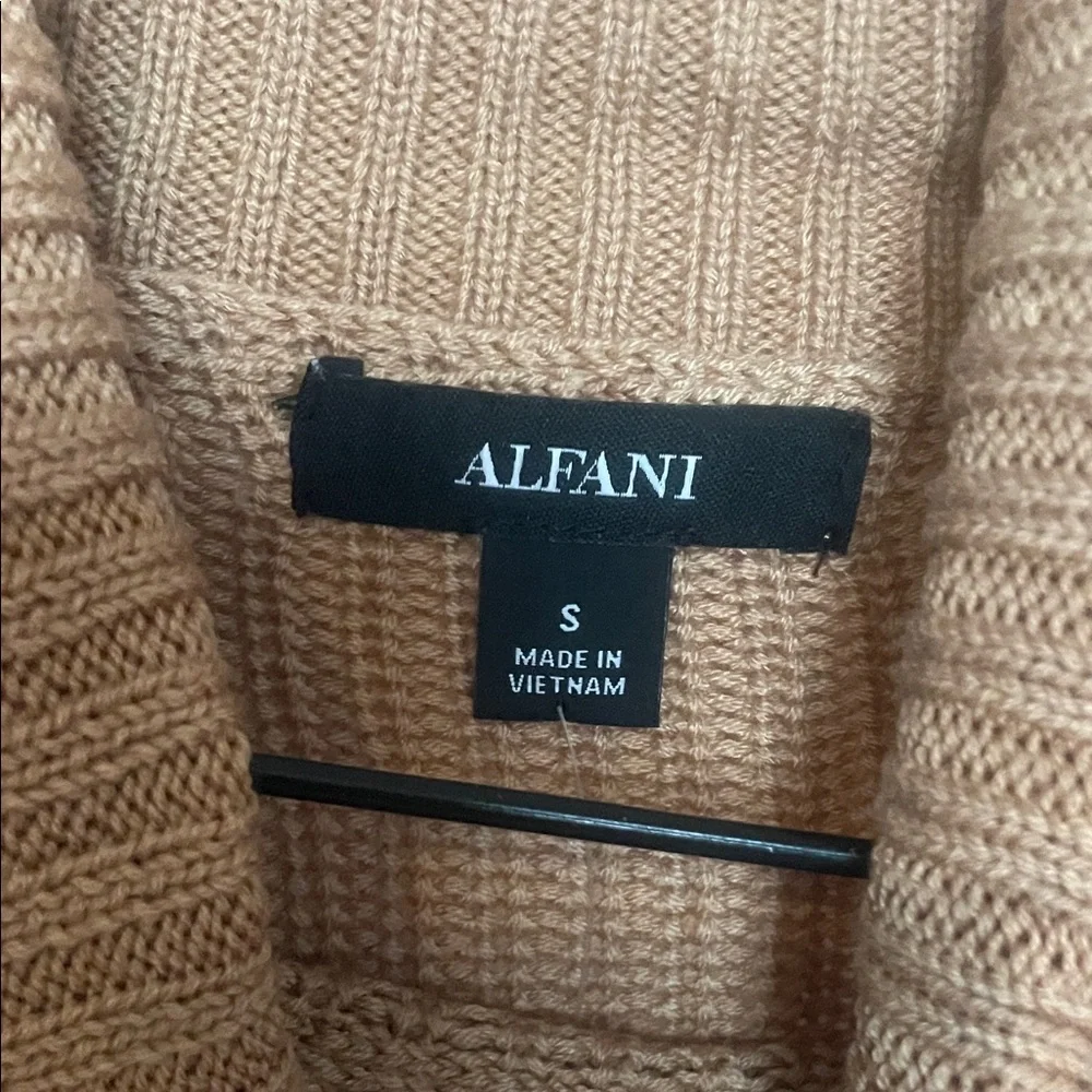 Alfani Brown and Cream Cowl Neck Sweater Dress - Picture 2 of 2